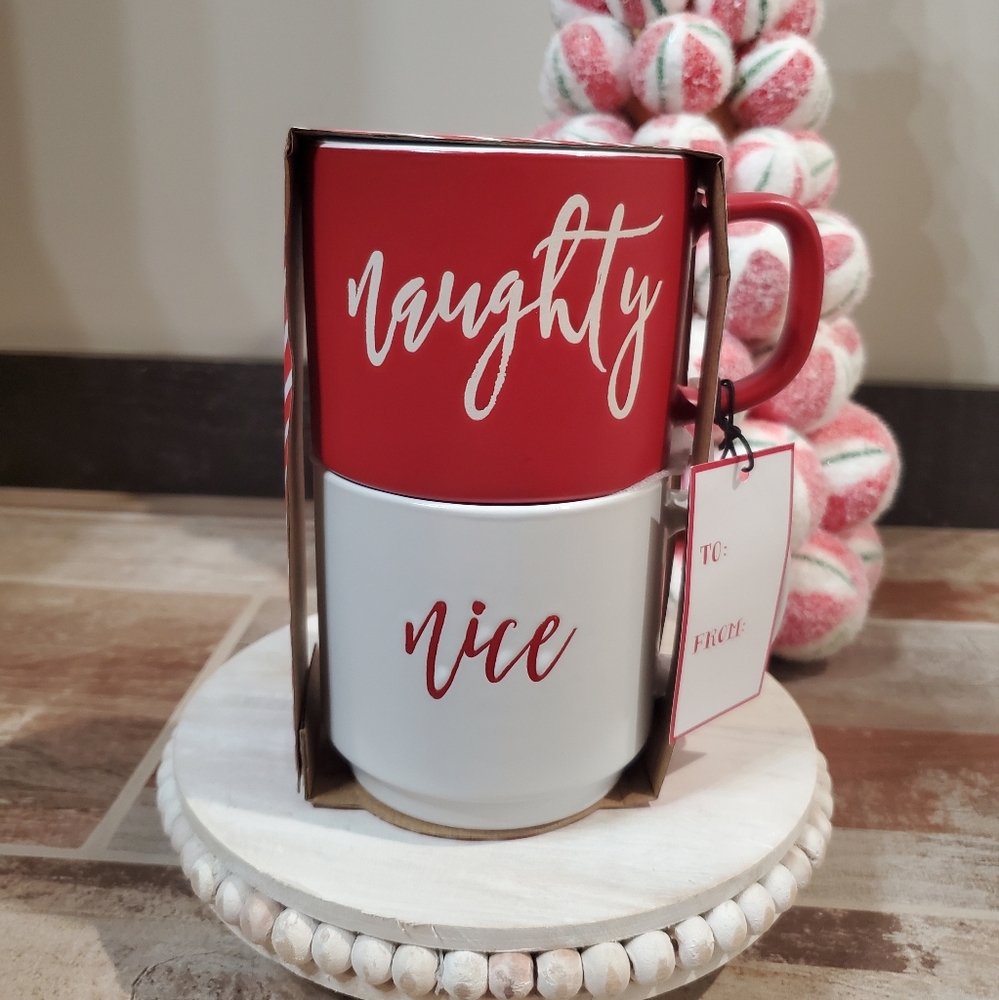 Naughty And Nice Mug Set-NWT